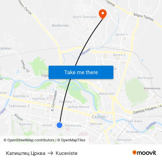 Капиштец Црква to Kuceviste map