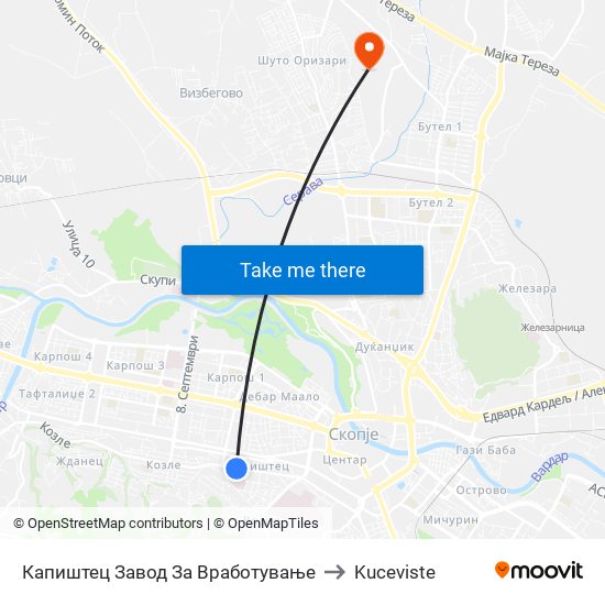 Капиштец Завод За Вработување to Kuceviste map