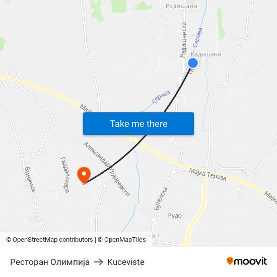 Ресторан Олимпија to Kuceviste map