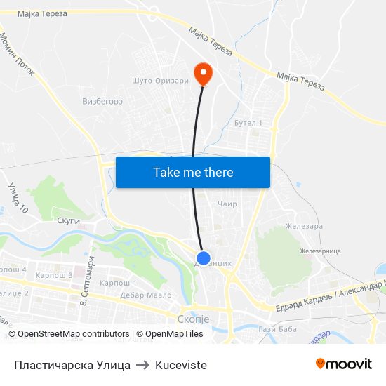 Пластичарска Улица to Kuceviste map