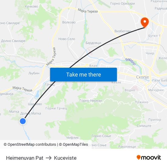 Нeimenuvan Pat to Kuceviste map