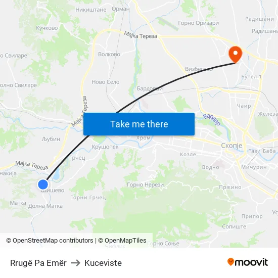 Rrugë Pa Emër to Kuceviste map
