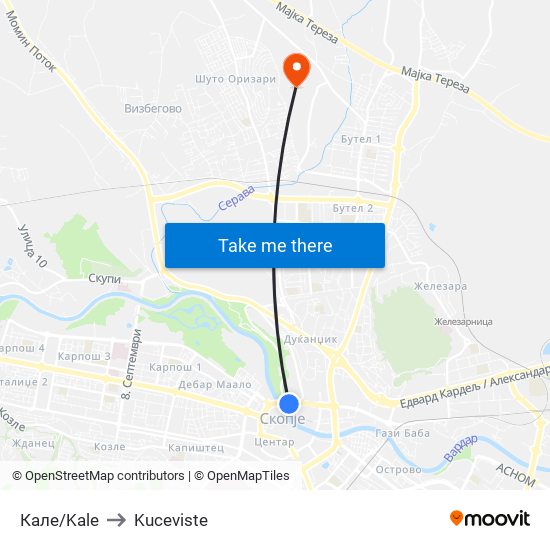 Кале/Kale to Kuceviste map