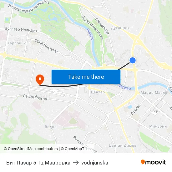 Bit Pazar 5 TC Mavrovka to Vodnjanska map