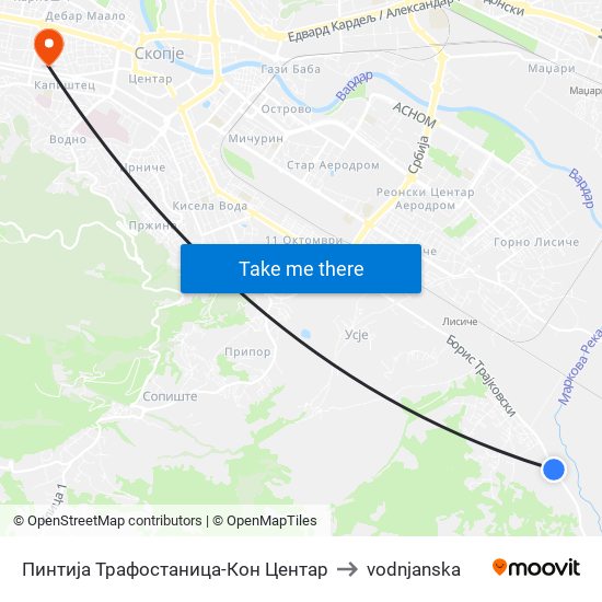 Пинтија Трафостаница-Кон Центар to vodnjanska map