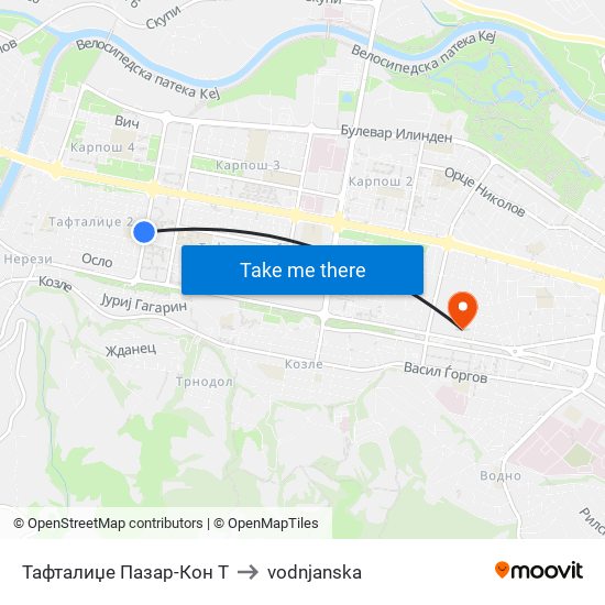 Тафталиџе Пазар-Кон Т to vodnjanska map