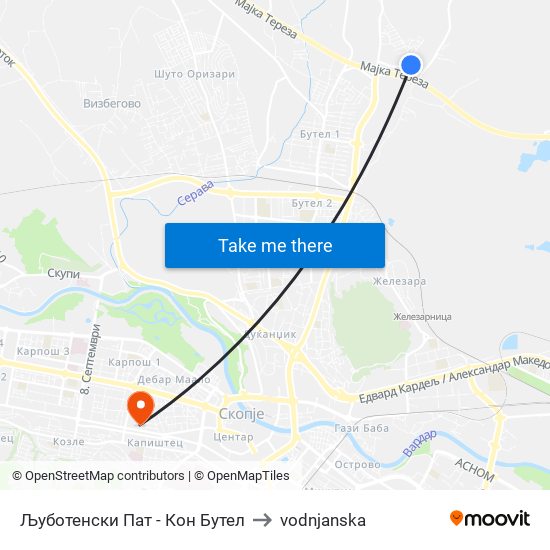 Љуботенски Пат - Кон Бутел to vodnjanska map