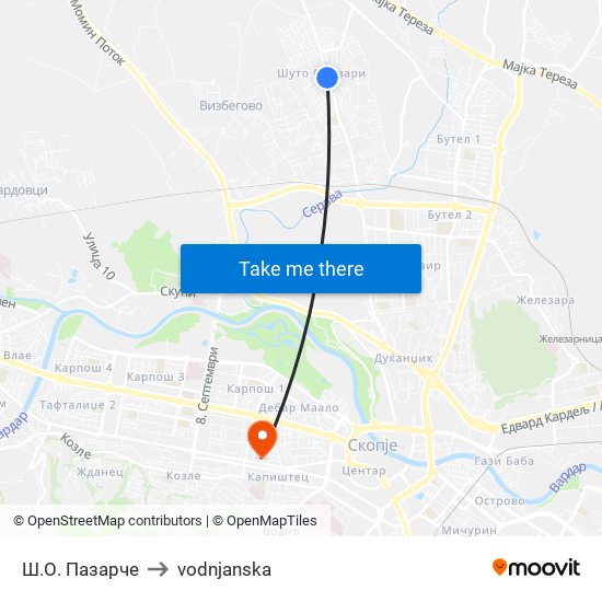 Ш.О. Пазарче to vodnjanska map
