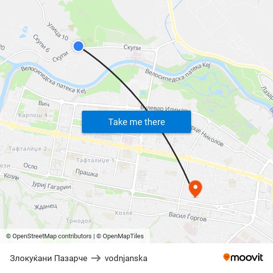 Злокуќани Пазарче to vodnjanska map