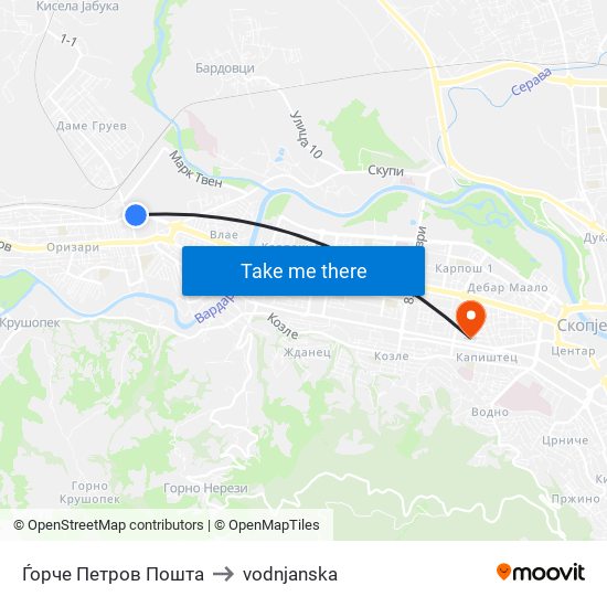 Ѓорче Петров Пошта to vodnjanska map