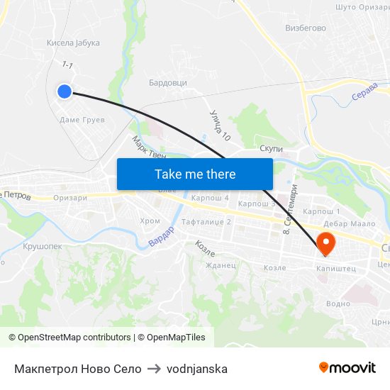 Макпетрол Ново Село to vodnjanska map