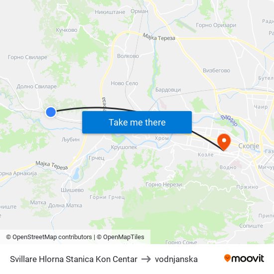 Svillare Hlorna Stanica Kon Centar to vodnjanska map