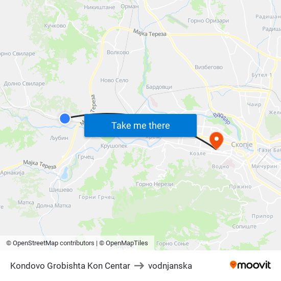 Kondovo Grobishta Kon Centar to vodnjanska map