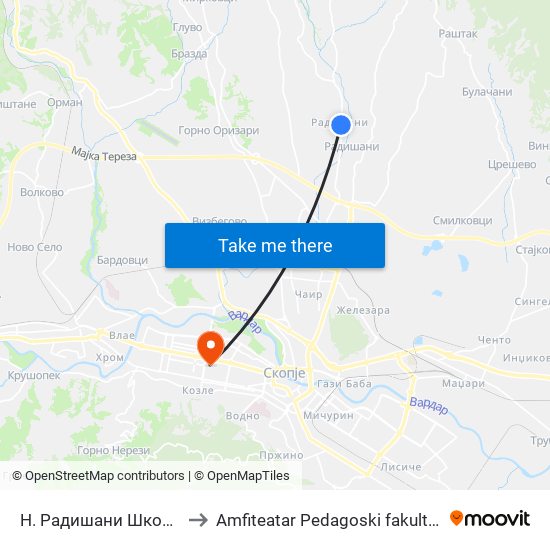 Н. Радишани Школо to Amfiteatar Pedagoski fakultet map