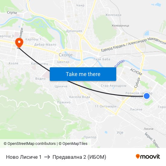 Ново Лисиче 1 to Предавална 2 (ИБОМ) map