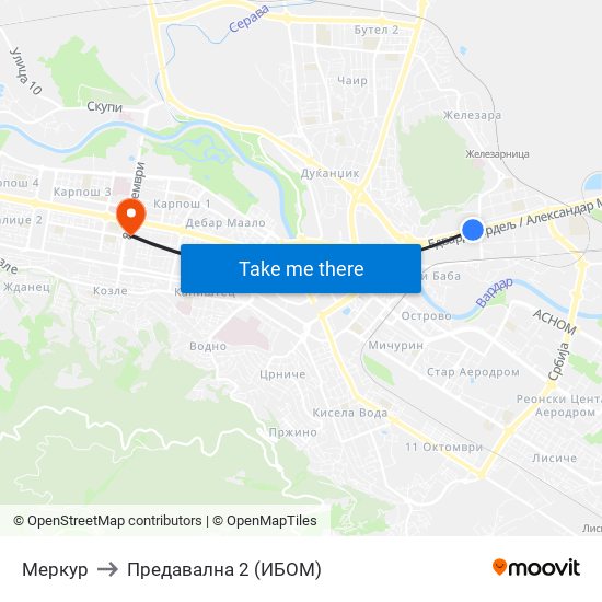 Меркур to Предавална 2 (ИБОМ) map