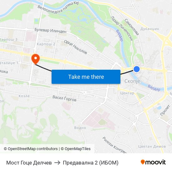 Мост Гоце Делчев to Предавална 2 (ИБОМ) map