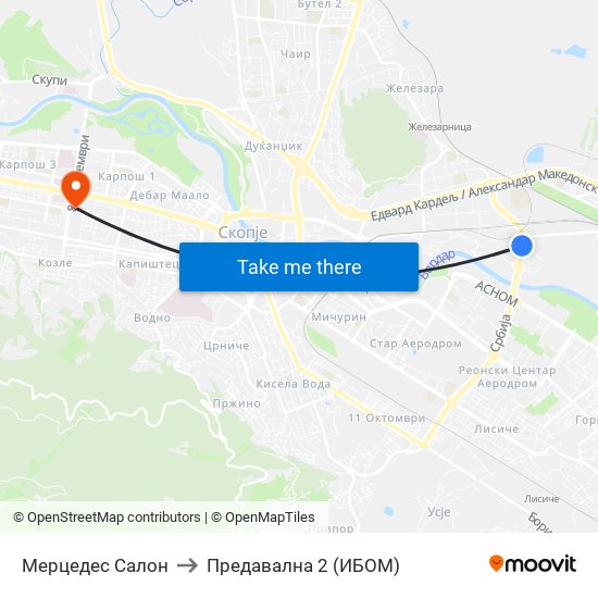 Мерцедес Салон to Предавална 2 (ИБОМ) map