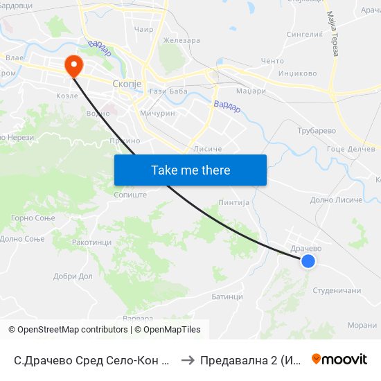 С.Драчево Сред Село-Кон Центар to Предавална 2 (ИБОМ) map