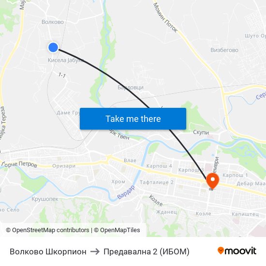 Волково Шкорпион to Предавална 2 (ИБОМ) map