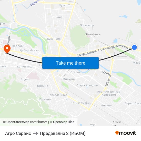 Агро Сервис to Предавална 2 (ИБОМ) map