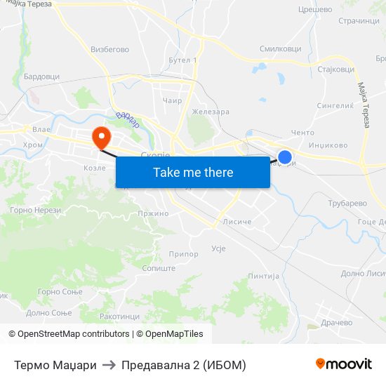 Термо Маџари to Предавална 2 (ИБОМ) map