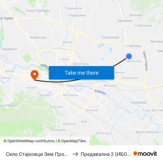 Село Стајковци Зем Промет to Предавална 2 (ИБОМ) map