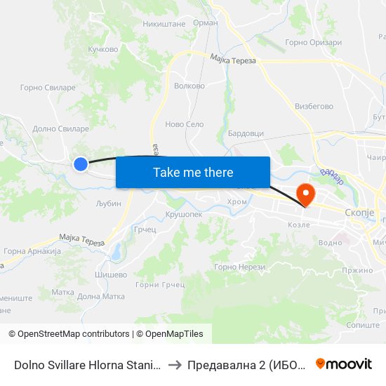 Dolno Svillare Hlorna Stanica to Предавална 2 (ИБОМ) map