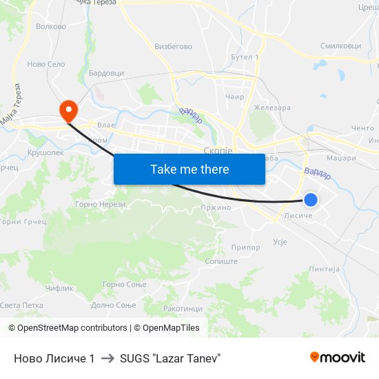 Ново Лисиче 1 to SUGS "Lazar Tanev" map