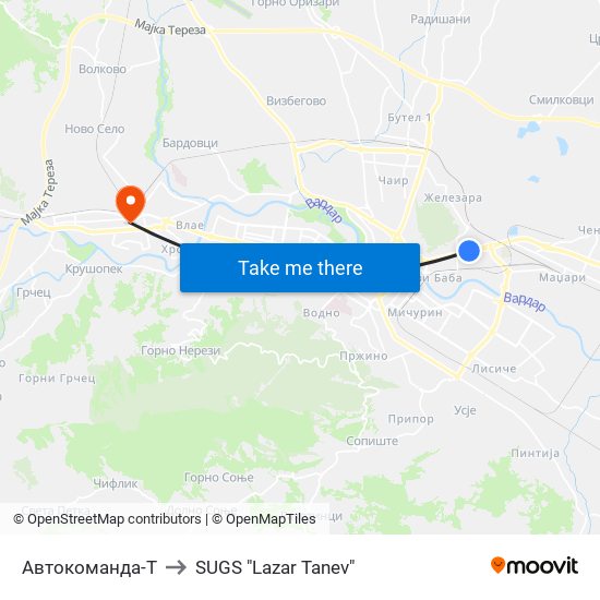 Автокоманда-Т to SUGS "Lazar Tanev" map