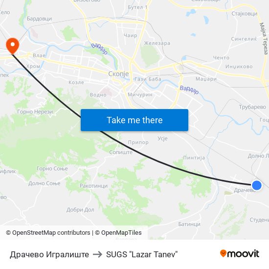 Драчево Игралиште to SUGS "Lazar Tanev" map