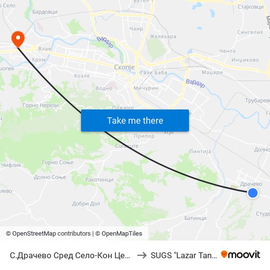 С.Драчево Сред Село-Кон Центар to SUGS "Lazar Tanev" map