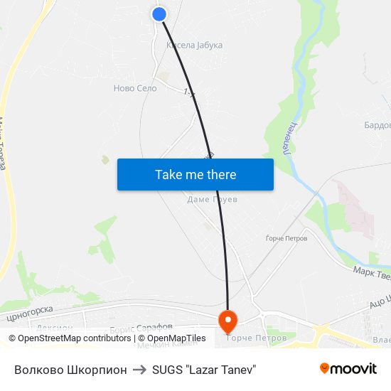 Волково Шкорпион to SUGS "Lazar Tanev" map