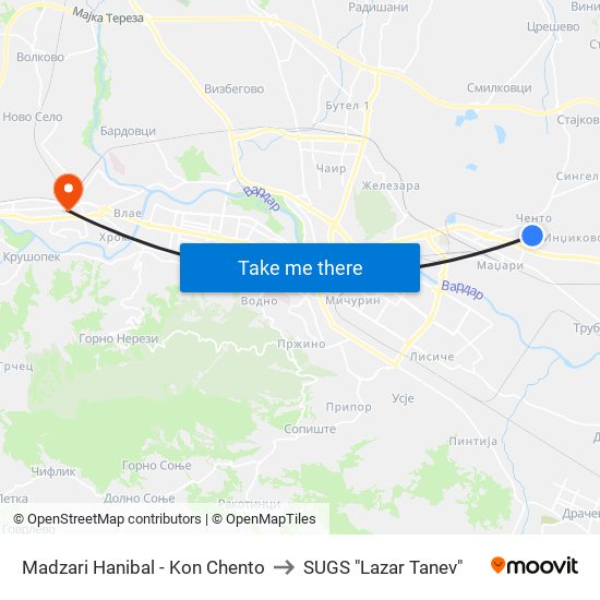 Madzari Hanibal - Kon Chento to SUGS "Lazar Tanev" map
