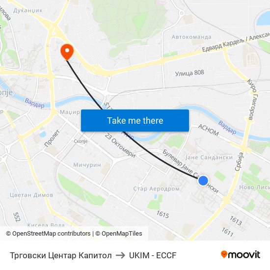 Трговски Центар Капитол to UKIM - ECCF map