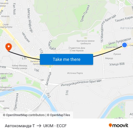 Автокоманда-Т to UKIM - ECCF map