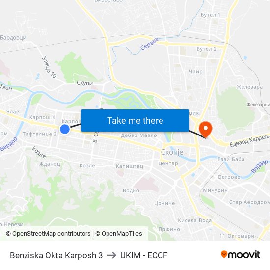 Benziska Okta Karposh 3 to UKIM - ECCF map