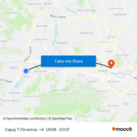 Сарај Т-Почетна to UKIM - ECCF map