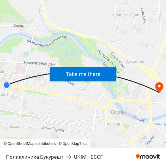 Поликлиника Букурешт to UKIM - ECCF map