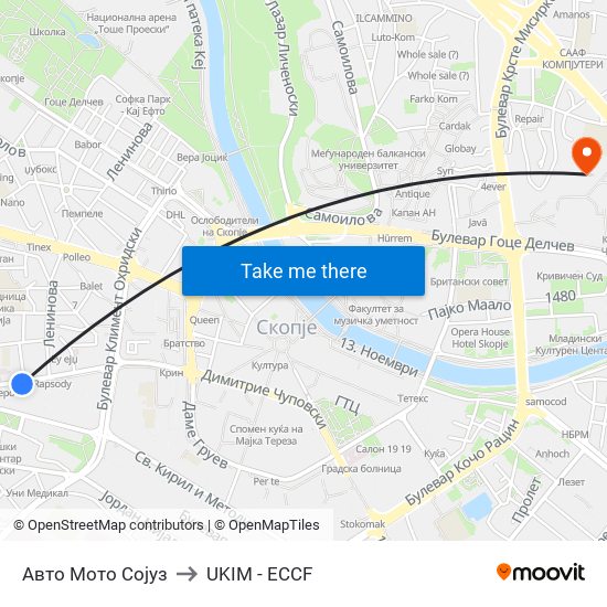 Авто Мото Сојуз to UKIM - ECCF map