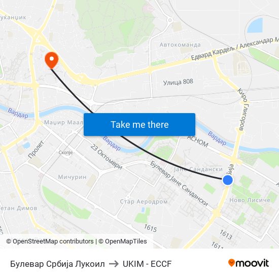 Булевар Србија Лукоил to UKIM - ECCF map