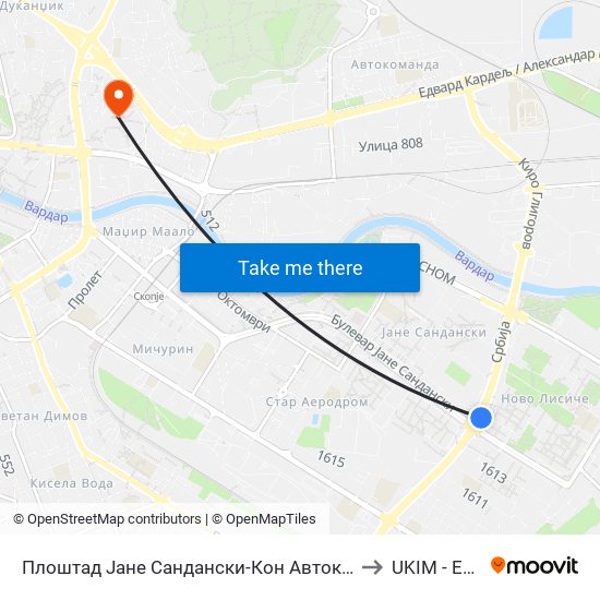 Плоштад Јане Сандански-Кон Автокоманда to UKIM - ECCF map