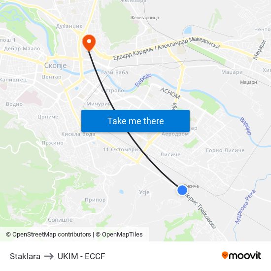 Staklara to UKIM - ECCF map