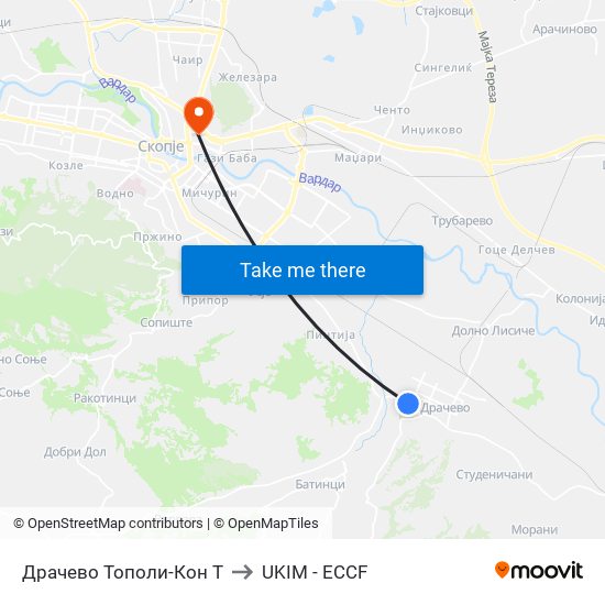 Драчево Тополи-Кон Т to UKIM - ECCF map