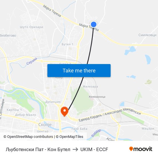 Љуботенски Пат - Кон Бутел to UKIM - ECCF map