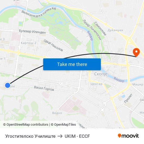 Угостителско Училиште to UKIM - ECCF map