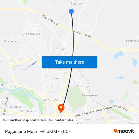 Радишани Мост to UKIM - ECCF map
