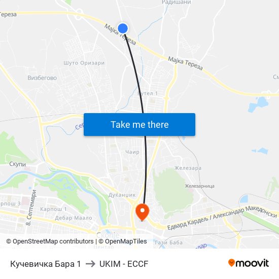 Кучевичка Бара 1 to UKIM - ECCF map