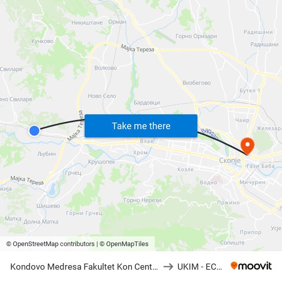 Kondovo Medresa Fakultet Kon Centar to UKIM - ECCF map