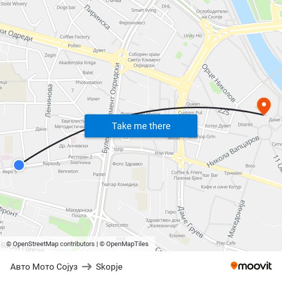 Авто Мото Сојуз to Skopje map